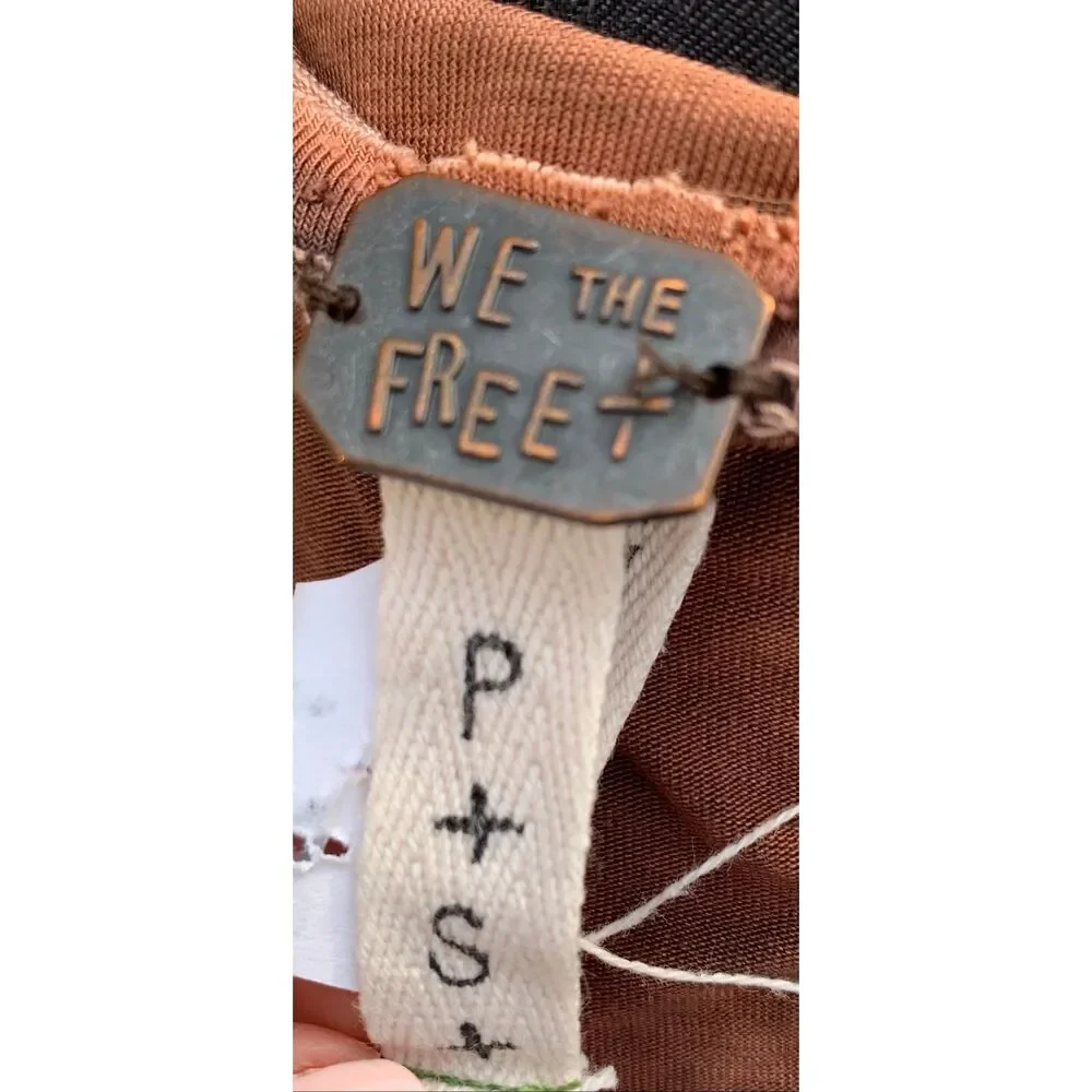 WE THE FREE PEOPLE latte brown black BURNOUT TANK TOP sz S - Picture 2 of 6